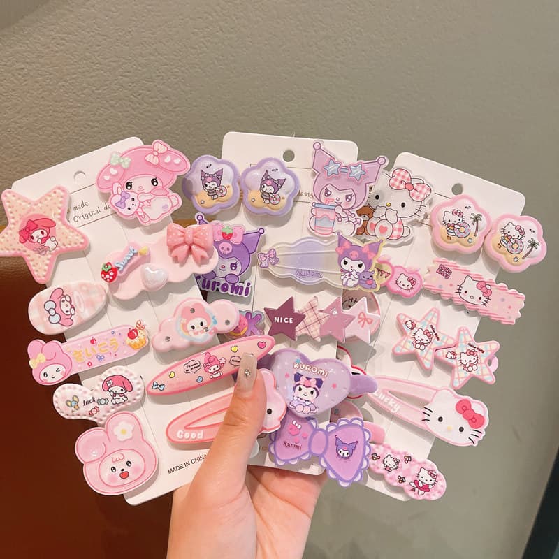 Kuromi Cartoon hairpin menina hairpin bonito princesa franja crianças acessórios para o cabelo acrílico kt gato lado hai