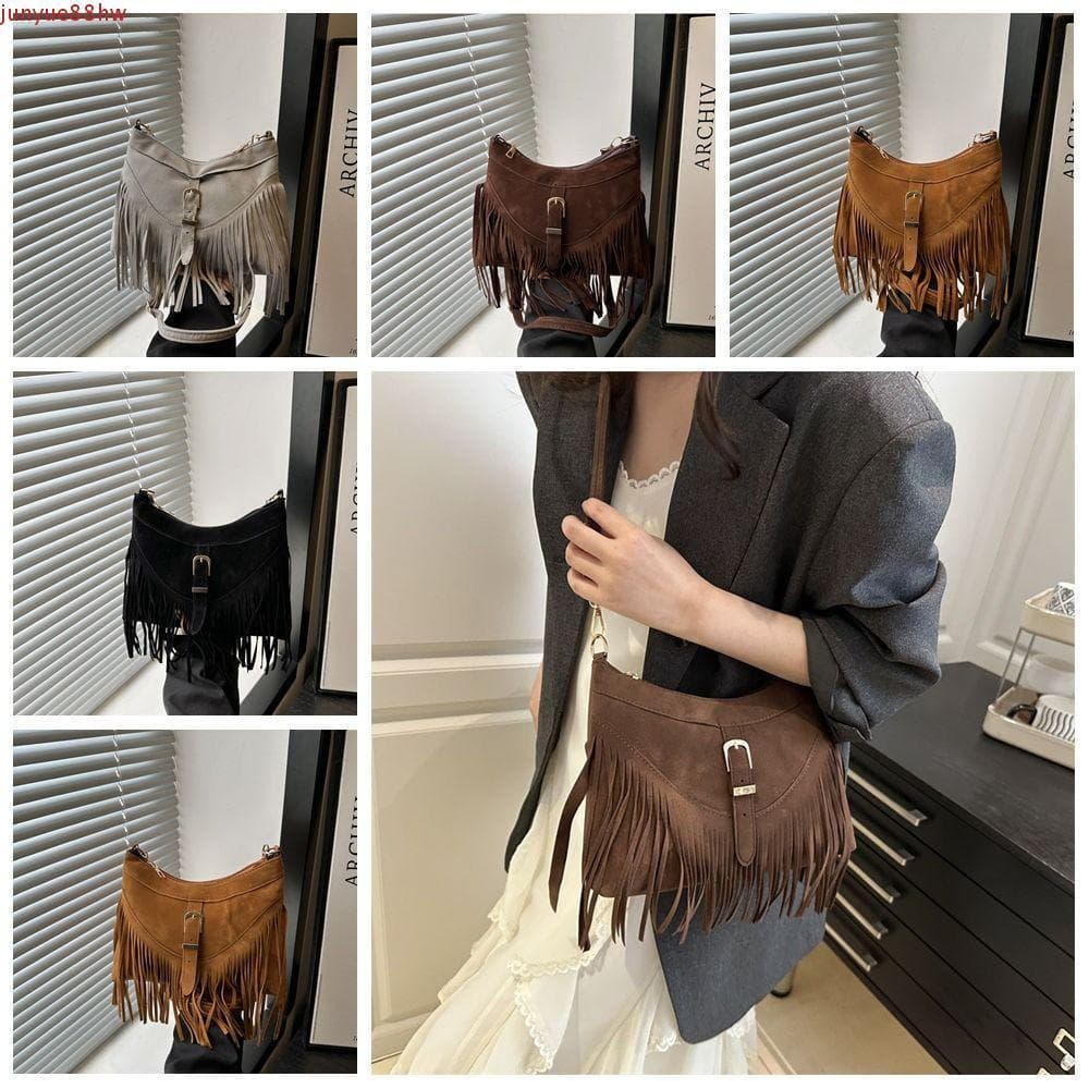 JUNYUE Bolsa De Ombro Com Borla , Camurça Estilo Coreano De Couro PU , Pacotes De Axilas De Cor Sólida Étnico