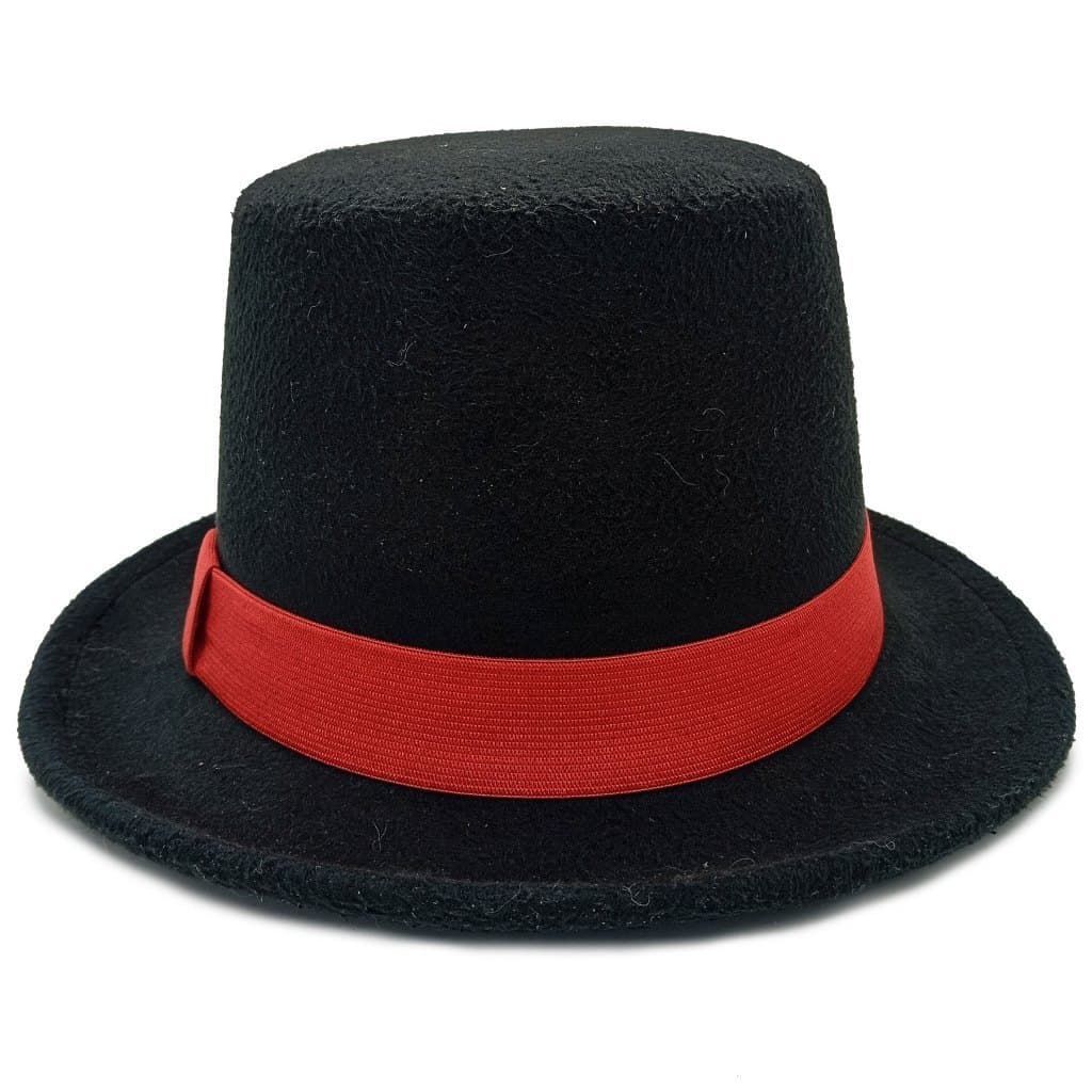 Cartola Alta De Camurça Com Faixa Removível Preto/Vermelho unisex