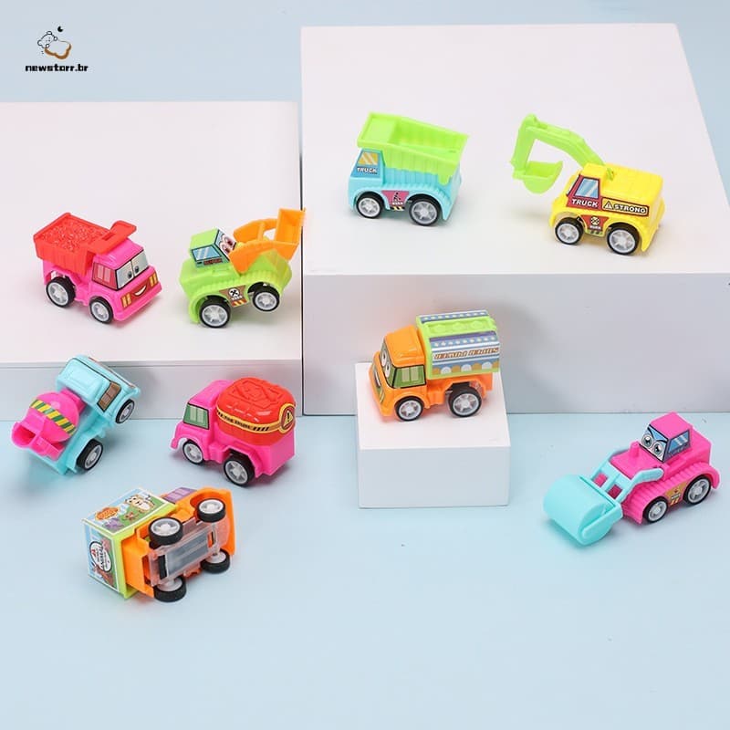 Brinquedo De Carro Pull-Back Bonito Dos Desenhos Animados-Mini Veículo De Engenharia De Automóveis Para O Jardim De Infâ