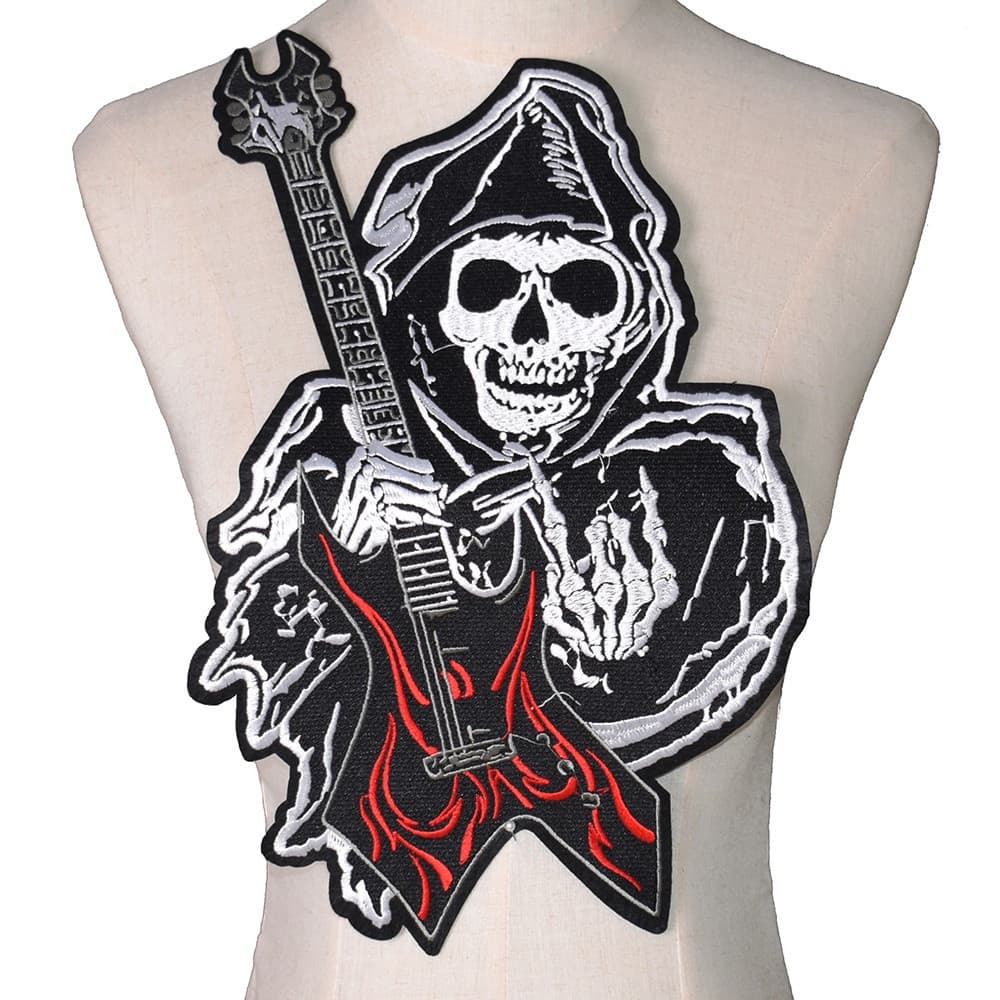 Patches bordados de caveira para passar a ferro em roupas, jeans de motociclista, apliques punk, adesivos de faixas DIY