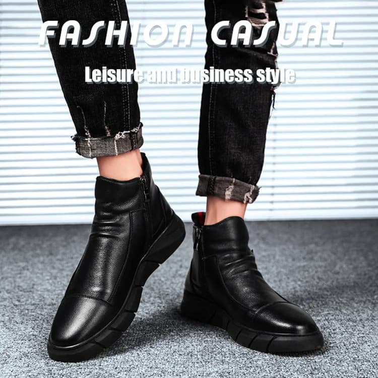 [Alta Qualidade] Sapatos casuais masculinos, tênis de cano alto, botas de couro, sapatos de estilo britânico