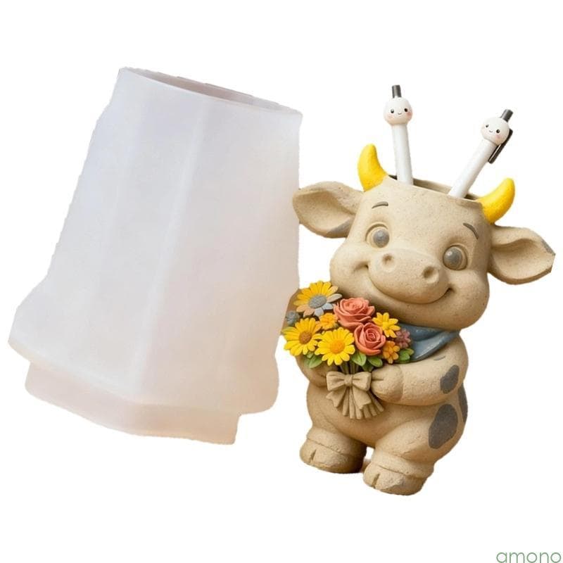 Molde Silicone Forma Vaca Amon Para Planta Recipiente Joias Resina