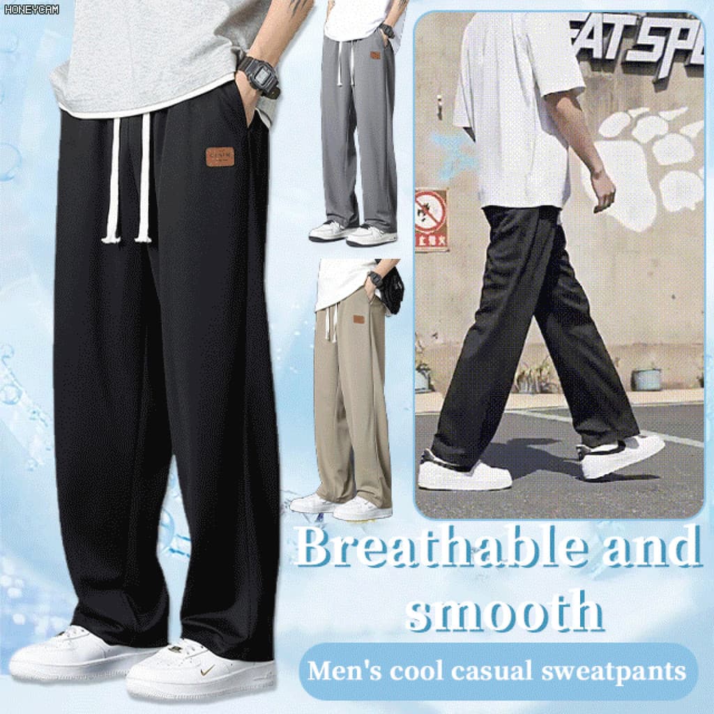 [Conforto e Frescor] Calça de moletom casual masculina Drape respirável e moderna. Leve/Transpirável/Relaxada
