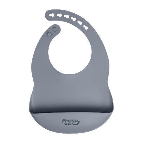 Freso Baby Babador Silicone Introdução Alimentar BLW Bolso Fecho Ajustável Livre de BPA Cinza