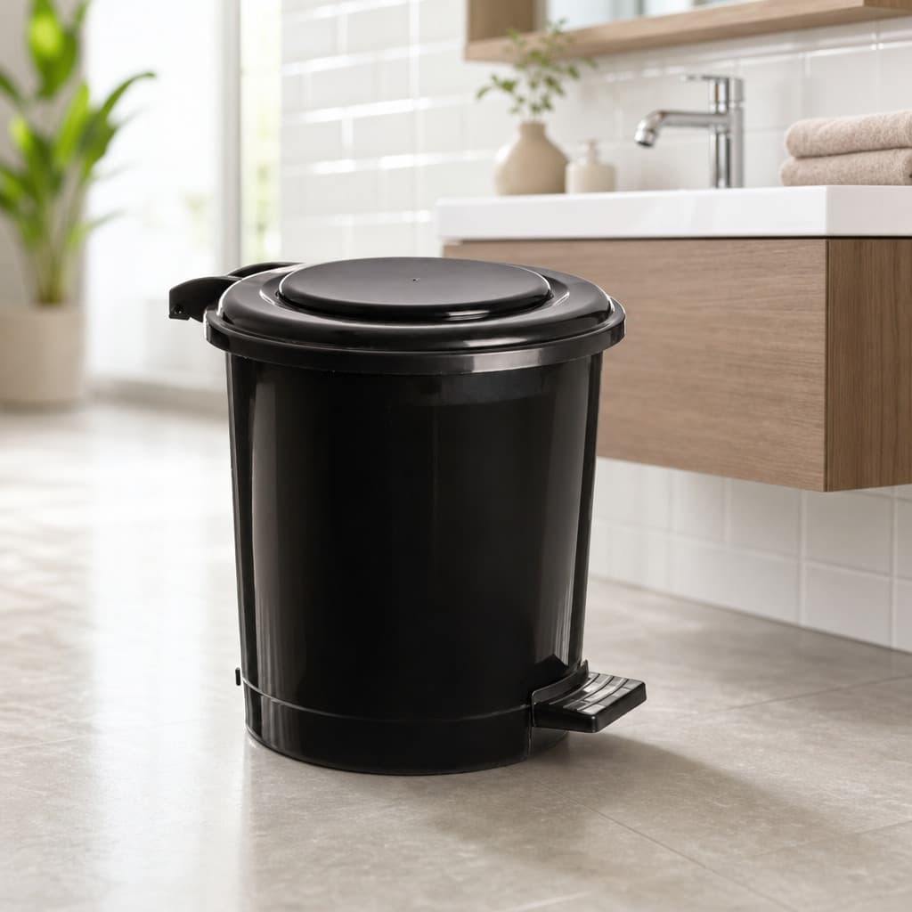 Lixeira com Pedal e Tampa 7L Preta Cozinha Banheiro Lavandeira Lixo