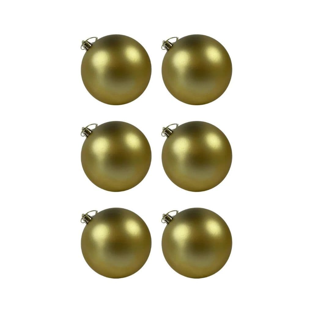 Kit com 6 Bolas Natalinas de 10cm Médias Dourado Fosco Enfeite Natal Decoração