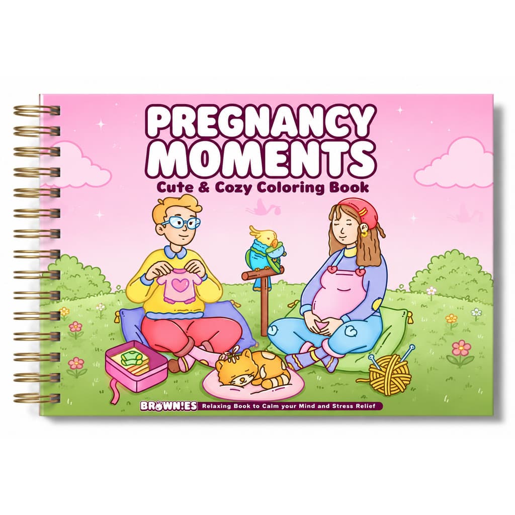 Livro de Colorir Gestação A5 – Pregnancy Moments | 53 Desenhos Relaxantes