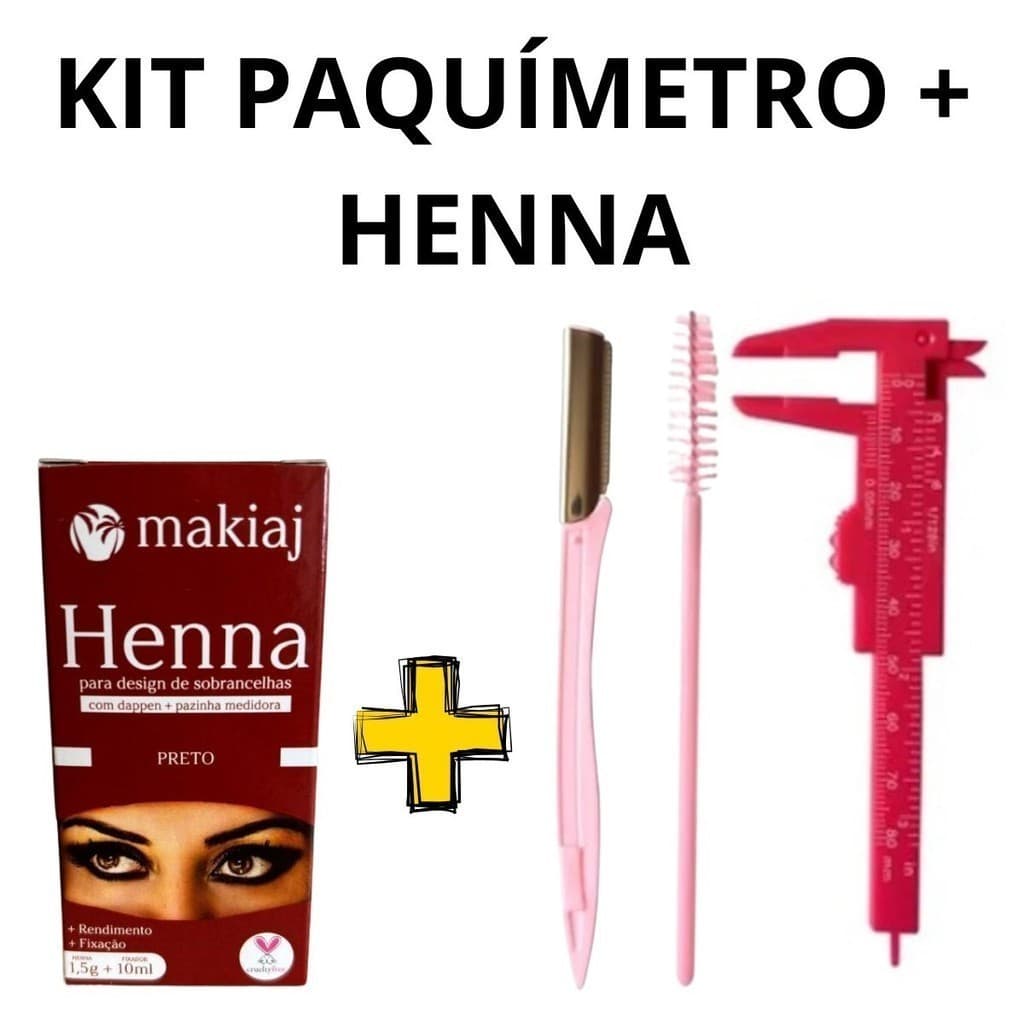 Kit Completo Henna Makiaj + Ferramentas para Design de Sobrancelhas