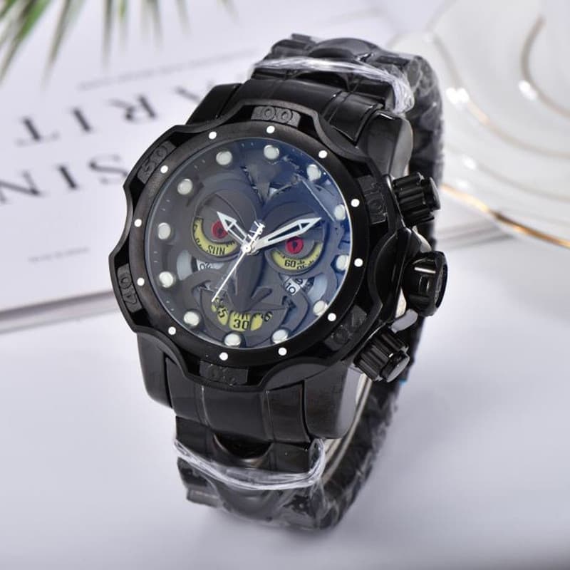 Relógio de pulso Laser palhaço louco INVIC grande mostrador pulseira de aço esportes masculino pulseira calendário Punk