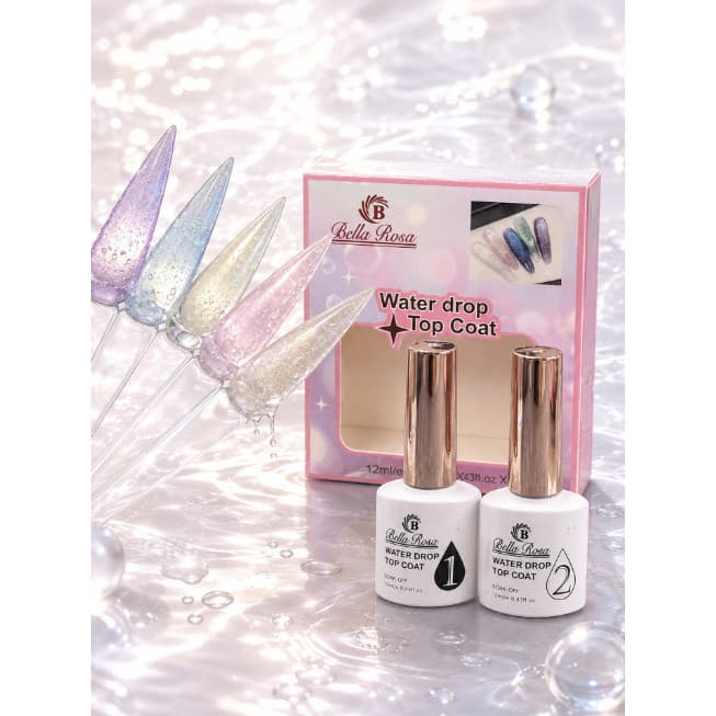 Kit Top Coat Efeito Gota Water Drop Bella Rosa UV LED Acabamento 3D Nail Art  Gel Profissional