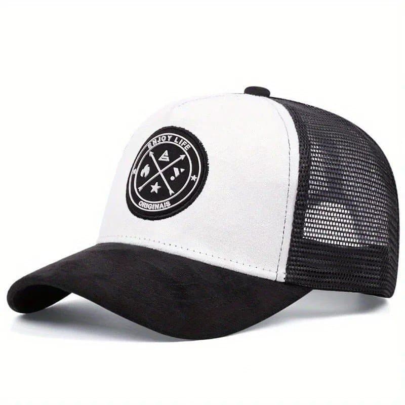 Boné De Moda Unissex ENJOY LIFE Letter Patch Bonés De Beisebol Masculino Feminino Camurça Caminhoneiro Chapéu