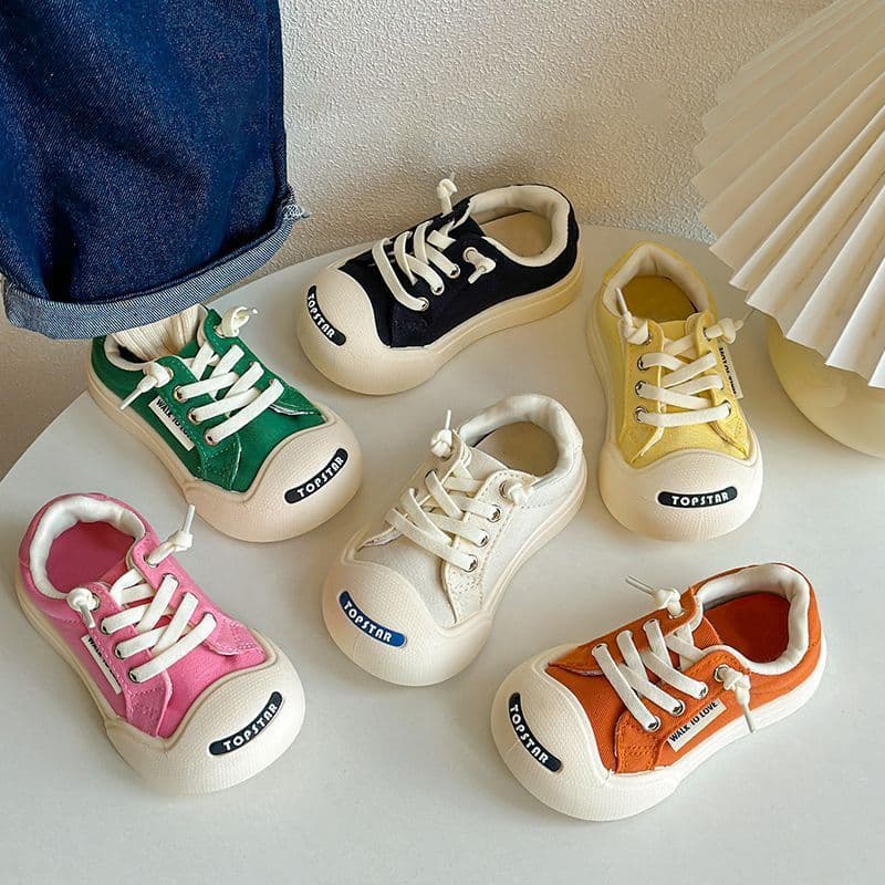 Novo estilo crianças feio bonito sapatos de lona primavera outono meninos meninas Velcro tênis versão coreana sorriso ab