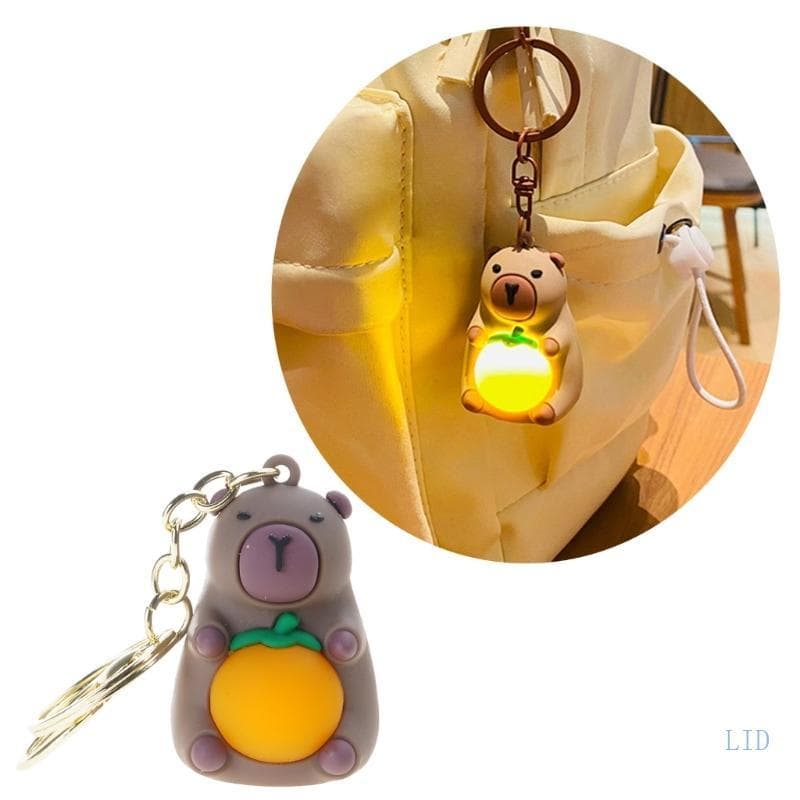 LIDU1 Acessório Chave Capivara Macio E, Porta-Chaves Adorável Luz Laranja, Chaveiro Excl