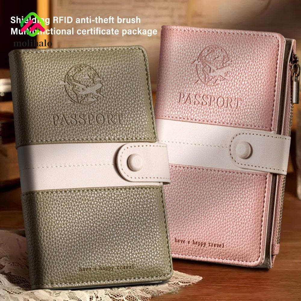 MOLIHALO RFID Passport Cove , Protetor De Passaporte À Prova D'água De Couro PU , Porta-Multifuncional