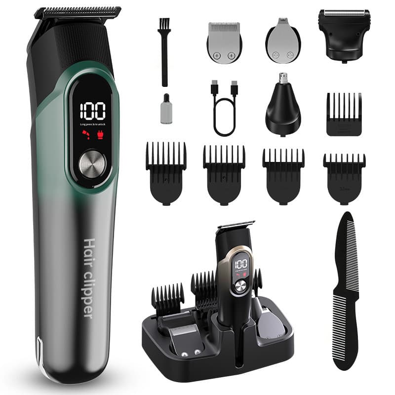 Cross-Border novo estilo máquina de cortar cabelo cinco-em-um conjunto Display Digital máquina de cortar cabelo elétrica