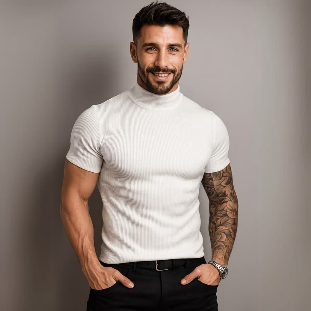 Kit Com 2 Camiseta Slim Gola Alta Old Money