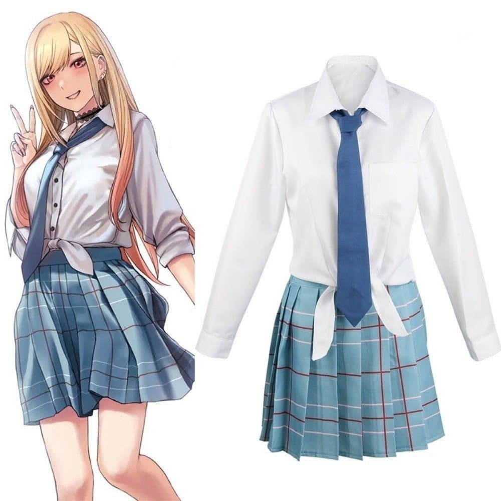 Cosplay de Anime Marin Kitagawa, Wakana Gojo, My Dress Up Dear, Roupa, Saia Plissada, Uniforme Escolar JK, Peruca S AMDQ