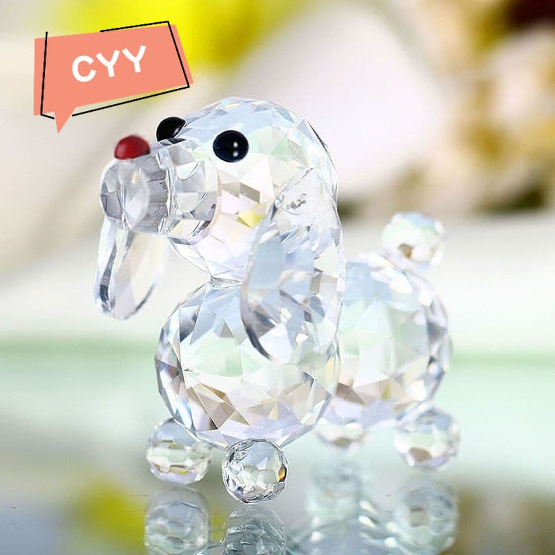 ELOC Linda Estatueta de Cão em Cristal, Pequenas Peças Decorativas de Animais, Ornamentos de Mesa, Presente para Decoraç