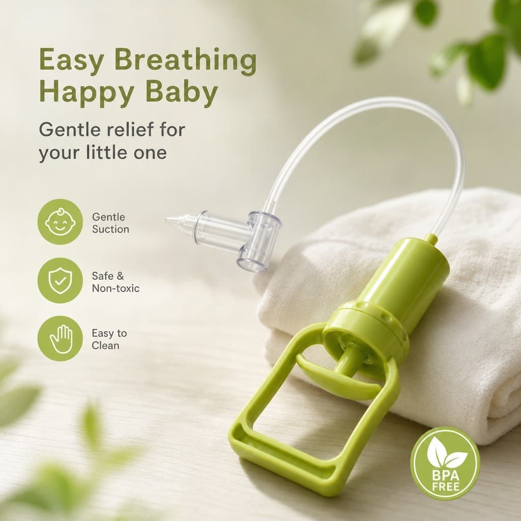 1 Conjunto Aspirador Nasal Verde Para Aliviar A Congestao Nasal Do Bebe De Forma Rapida E Facil E Segura