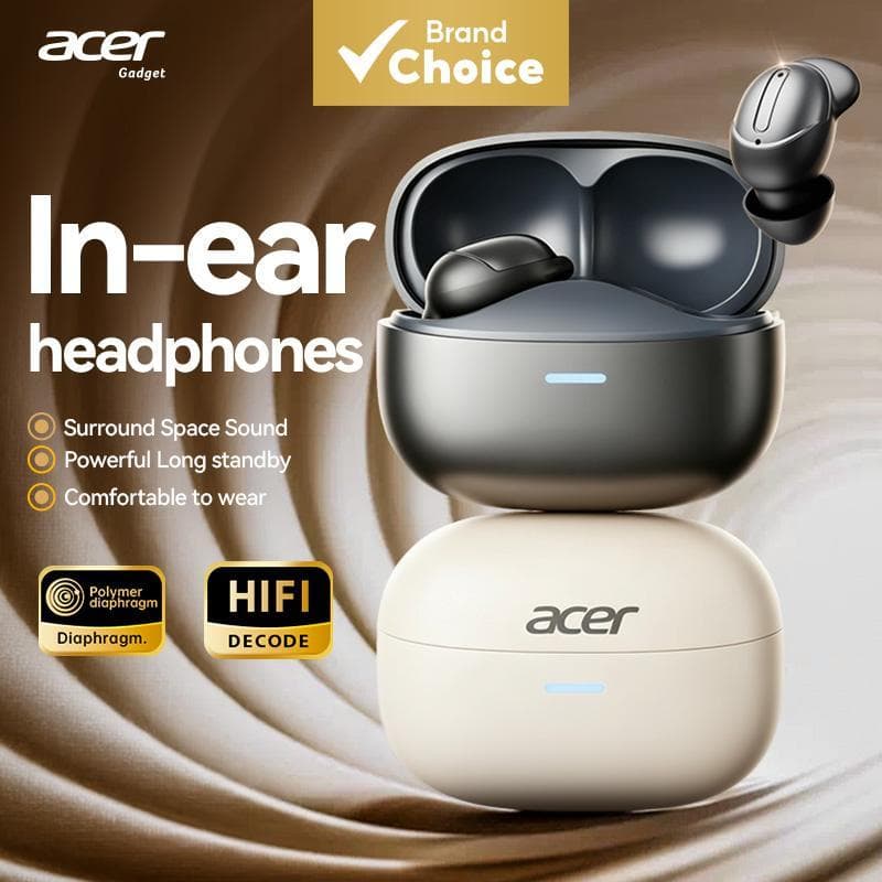 Acer OHR805 Fones De Ouvido Bluetooth Intra-Auriculares Sem Fio TWS HiFi Type-C Música Uso Diário Viagem Commute Trabalh