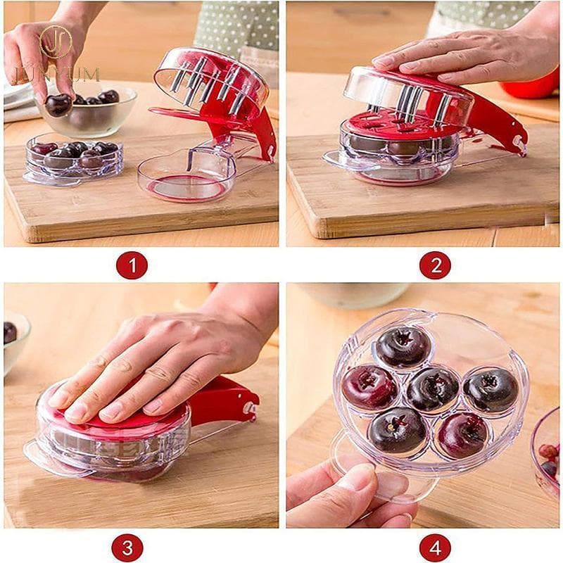 JUNYUM Cherry Pitter Tool 6 Slots Remoção Rápida De Poço Material De Qualidade Alimentar Para Cozimento Doméstico Jam Ma