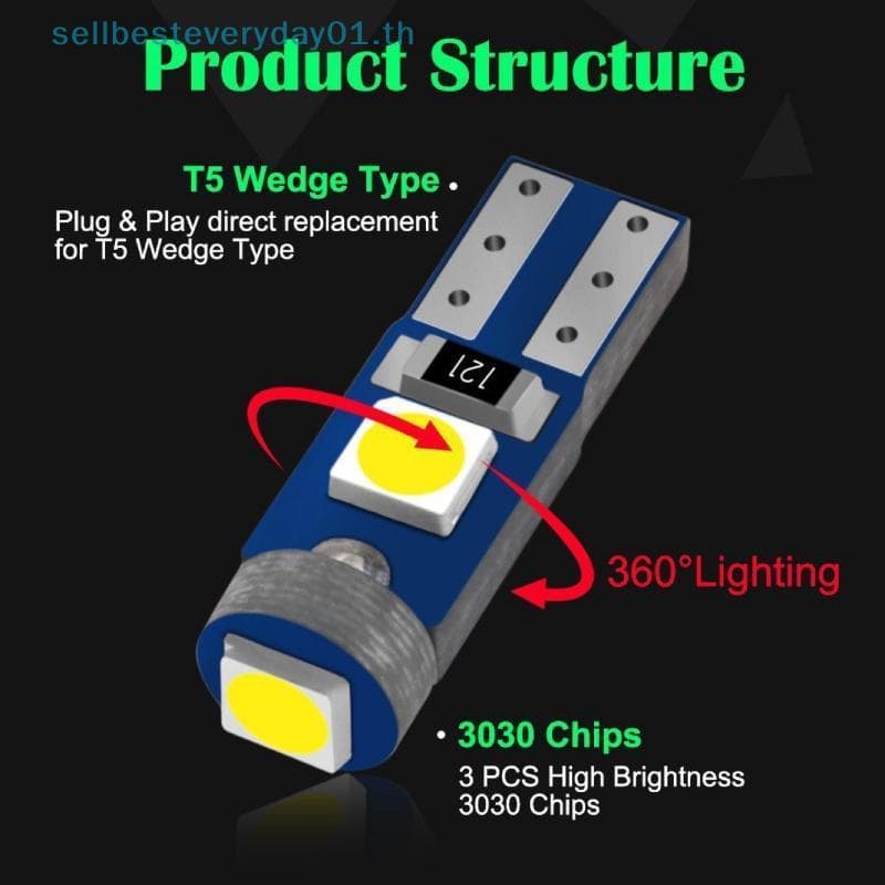 & Sellbest 10 Peças T5 3030 3SMD Lâmpada LED Luz Interior Do Carro Alto Brilho Painel Indicador De Aquecimento Cunha Lâm