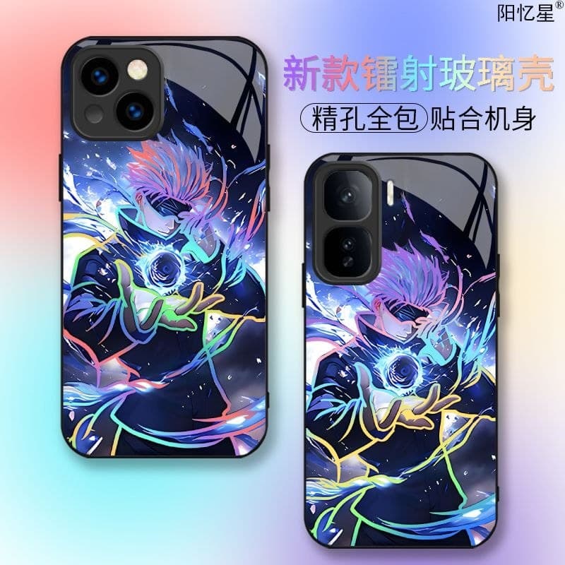 Adequado para Super bonito Gojo Go caso de telefone Laser 17 Samsung iqoo caso de vidro magic7neo10