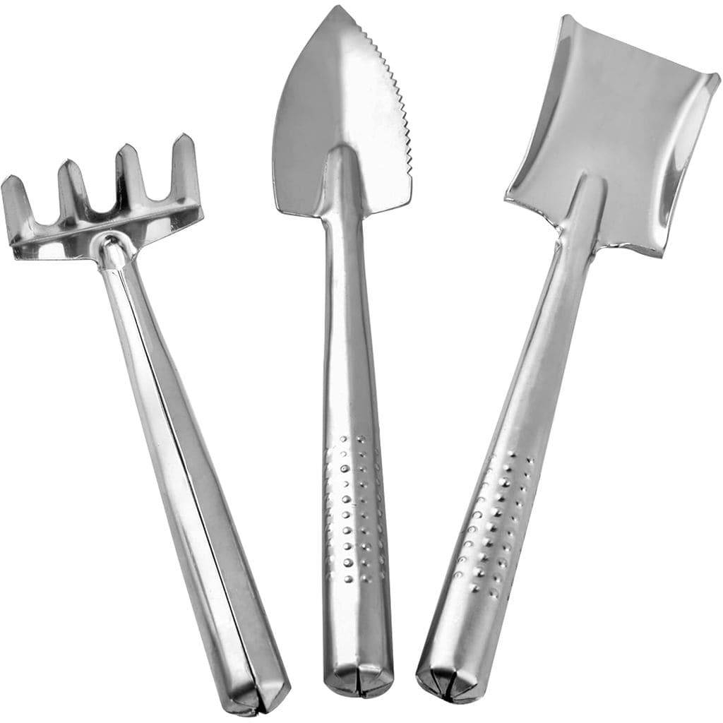 Conjunto de 3 Peças de Ferramentas de Jardim em Aço Inoxidável, Pá, Rastelo e Enxada Leves para Jardinagem, Ideal para T