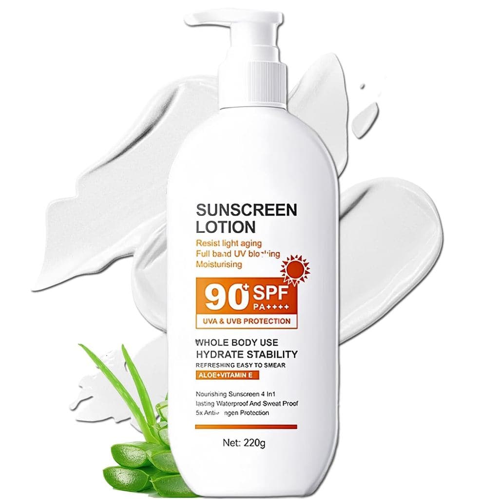 Loção Protetora Solar SPF 90 para Corpo e Rosto, Proteção de Amplo Espectro UVA UVB, Protetor Solar à Prova d'Água e Res