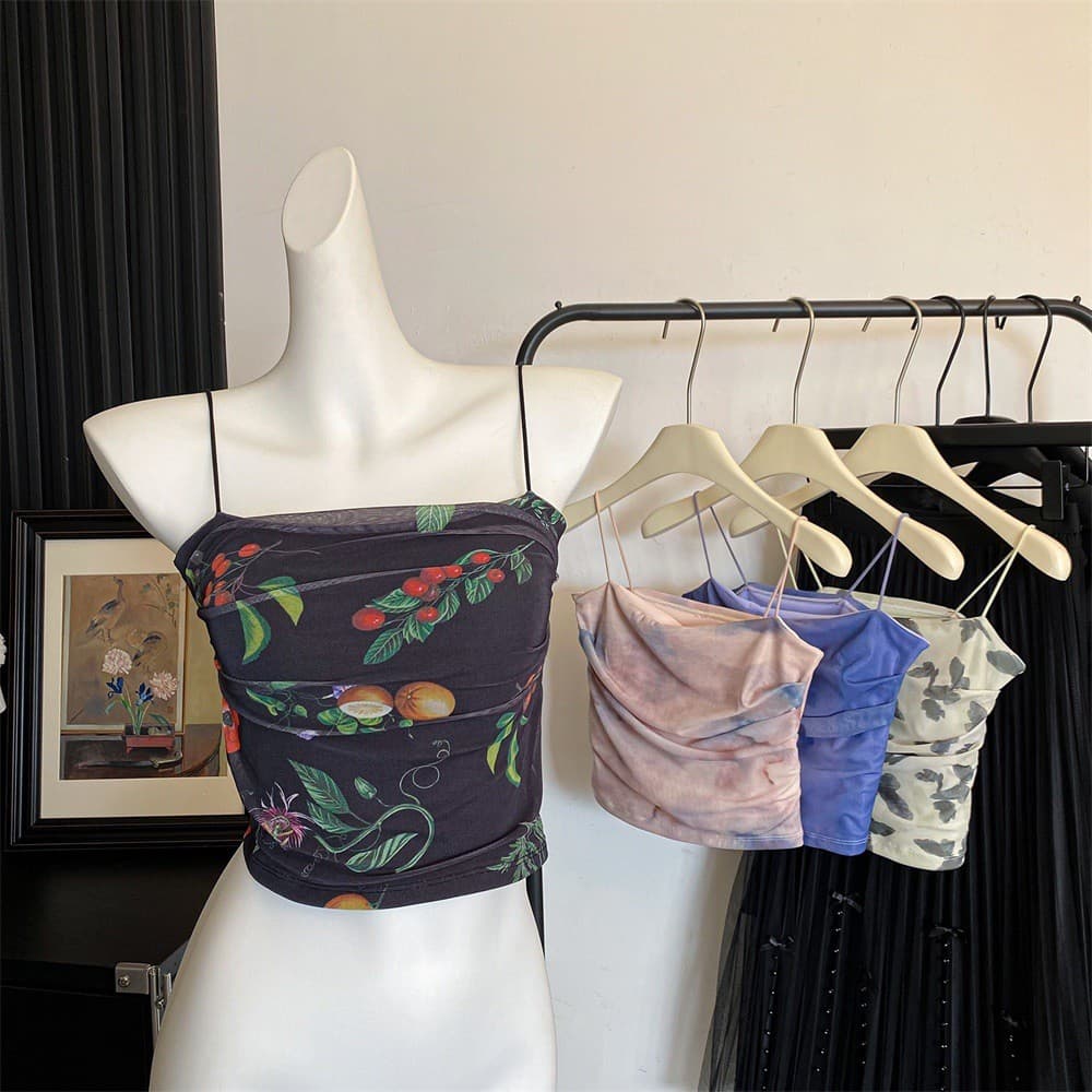 Camisola de malha com Design de pescoço plano e almofada no peito, Anti-reflexo, plissada, Slim fit, Top externo curto,