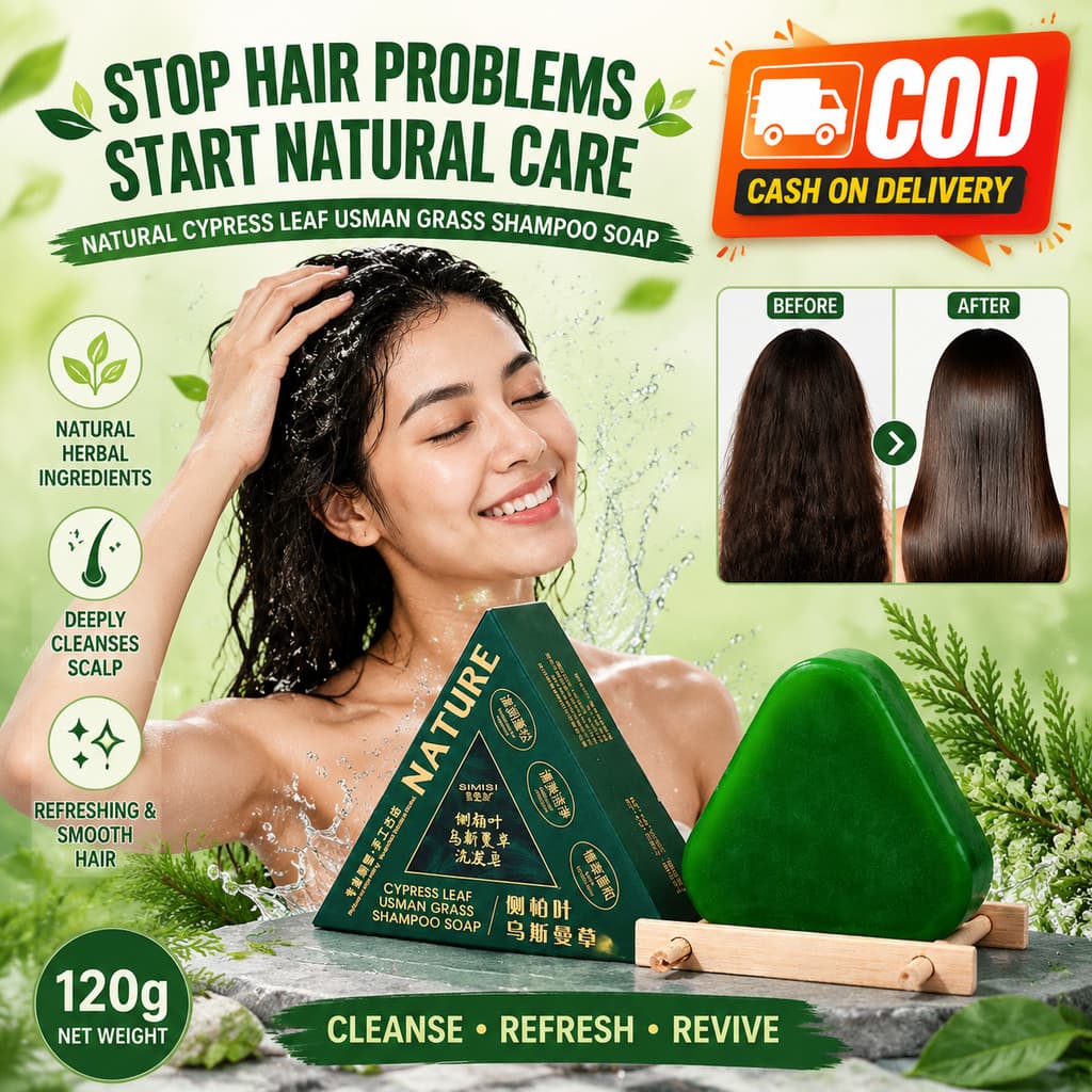 Barra De Shampoo Triangular COD 120g-Fórmula Natural De Grama Cypress Usman , Limpeza Purificadora Suave Para Cabelos Sa