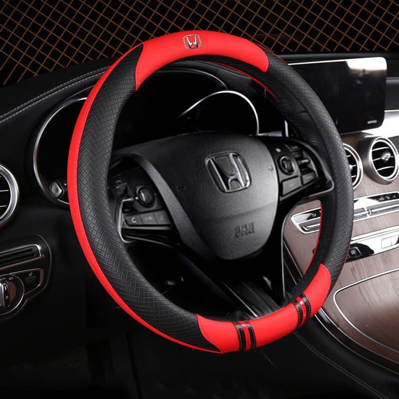 Capa de volante em couro de fibra de carbono para Honda Civic CRV Mobilio WRV Odyssey Freed HRV BRV Accord, capa de vola