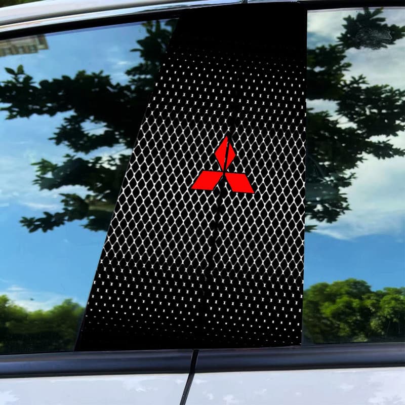 2 Peças Adesivo para Janela e Porta de Carro com Textura de Grade Diamante PET, Capa de Acabamento para Coluna B, Acessó