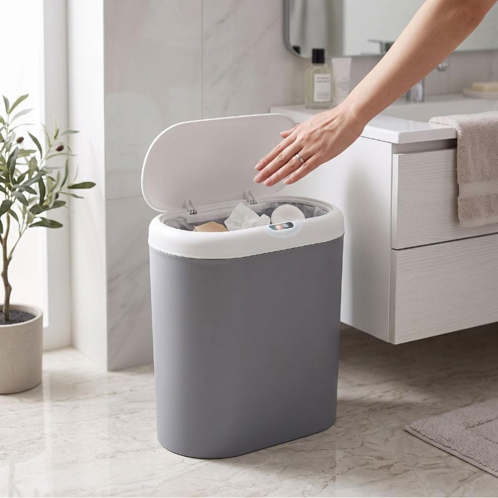 Lixeira automática Sensor 15L de grande capacidade Lixeira de cozinha inteligente sem toque com economia de espaço