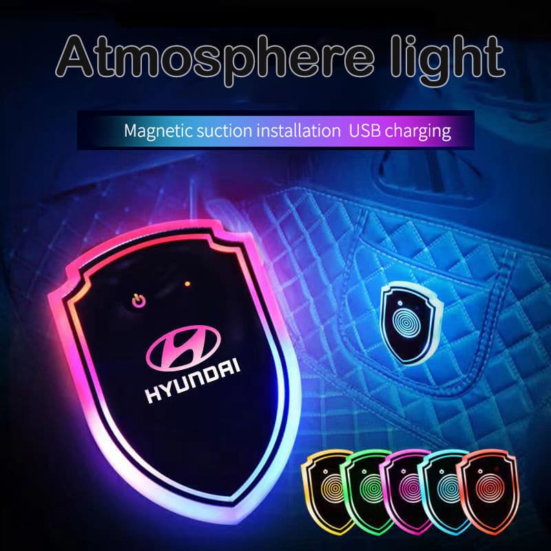 Luz Ambiente para os Pés do Carro Hyundai, Modificação Interior, Sem Fiação, Lâmpada de Indução Inteligente Automática p