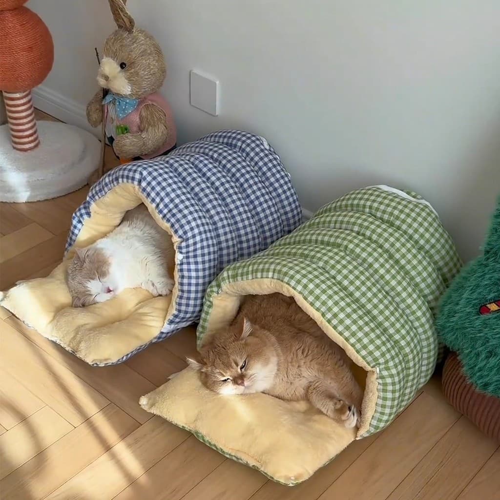 Maca de gato inverno quente fechado segurança cama de gato casa de gato forro de lã engrossado dormir removível lav