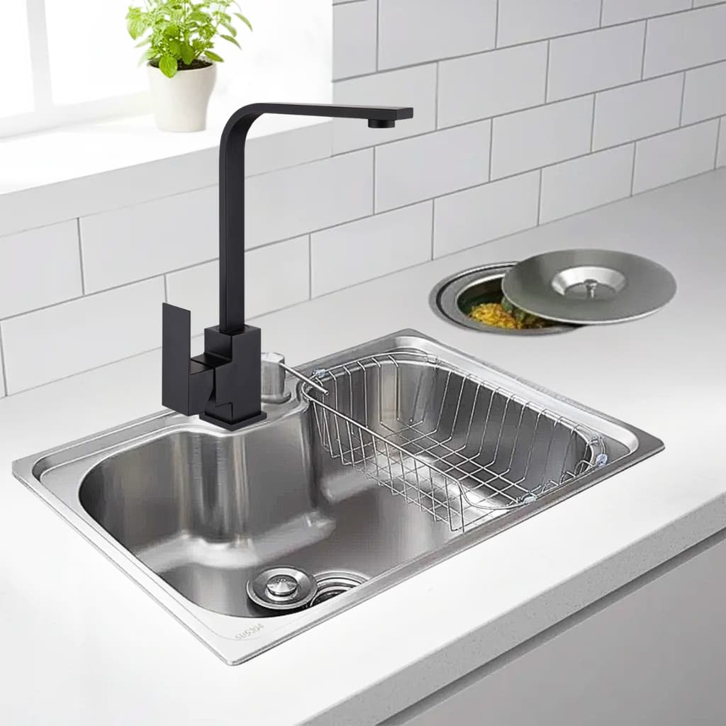 CUBA 50X40 INOX304 +TORNEIRA SLIM BLACK E LIXEIRA DE EMBUTIR