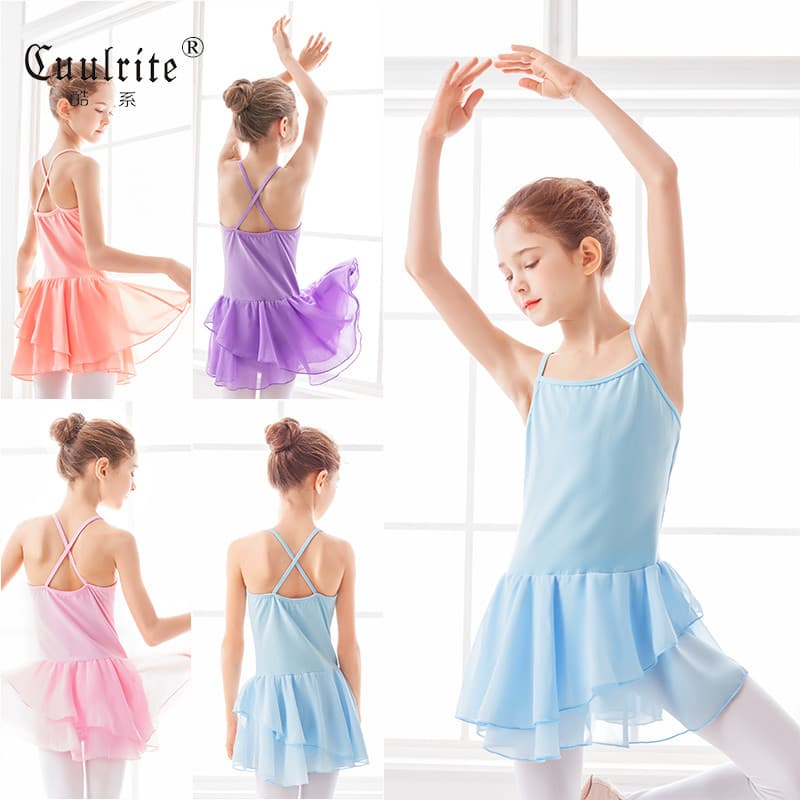Traje de dança infantil meninas verão Chiffon saia de balé Suspender prática traje bebê menina desempenho traje de dança