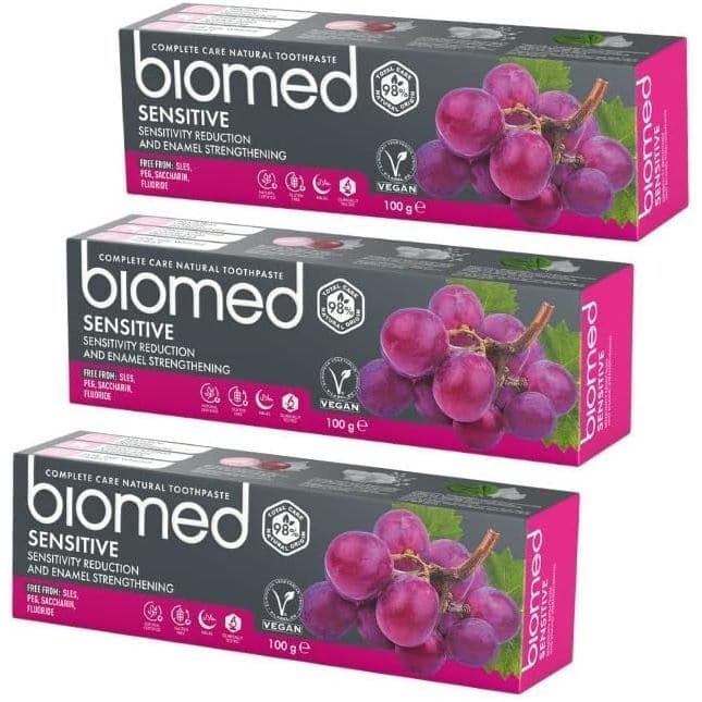 Pasta de Dente Biomed Sensitive 98% Natural |   Sensibilidade e Fortalecimento do Esmalte |   Extrato de Semente de Uva