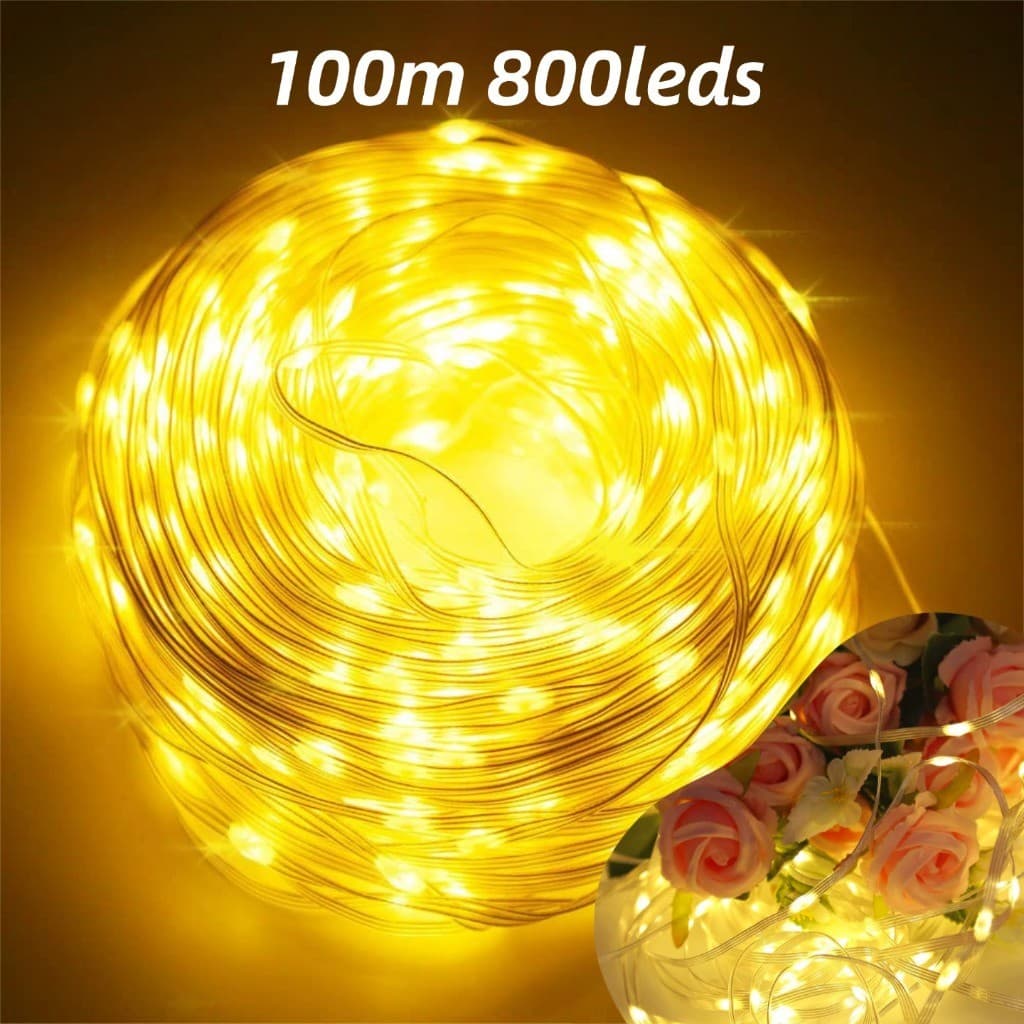 100m Cordão Luz 800 Leds Fio Fada Pvc Prova Dágua Pisca Pisca Bivolt