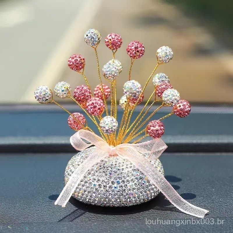 Acessórios para carro com céu estrelado rosa e branco, decorações para painel, enfeites fofos para interior de carro, de