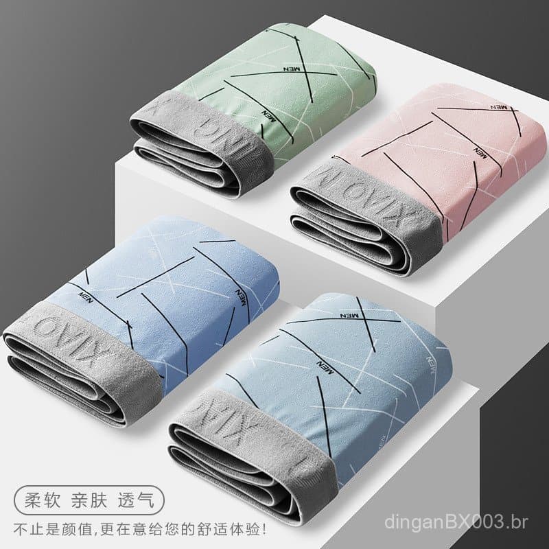 Roupa íntima masculina, cuecas boxer masculinas, shorts boxer respiráveis de cintura média para jovens, cuecas modernas