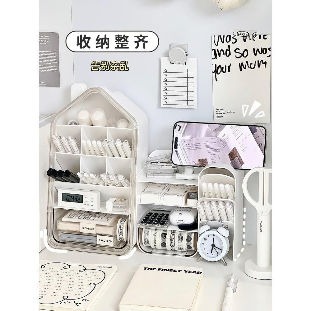 Criativo pequena casa multi-grade inserção Diagonal caneta titular multi-camada gaveta Desktop papelaria fita organizado