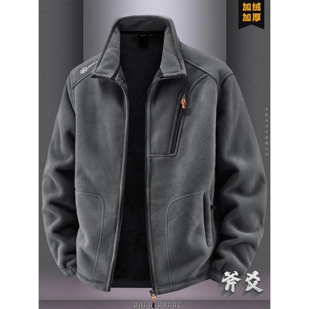 Jaqueta de lã masculina forro de lã de inverno engrossado solto gola jaqueta de lã masculina jaqueta quente Cardigan mas