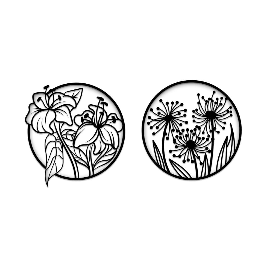 Placas Decorativas Redondas MDF 3mm Design Floral para Sala Quarto Cozinha