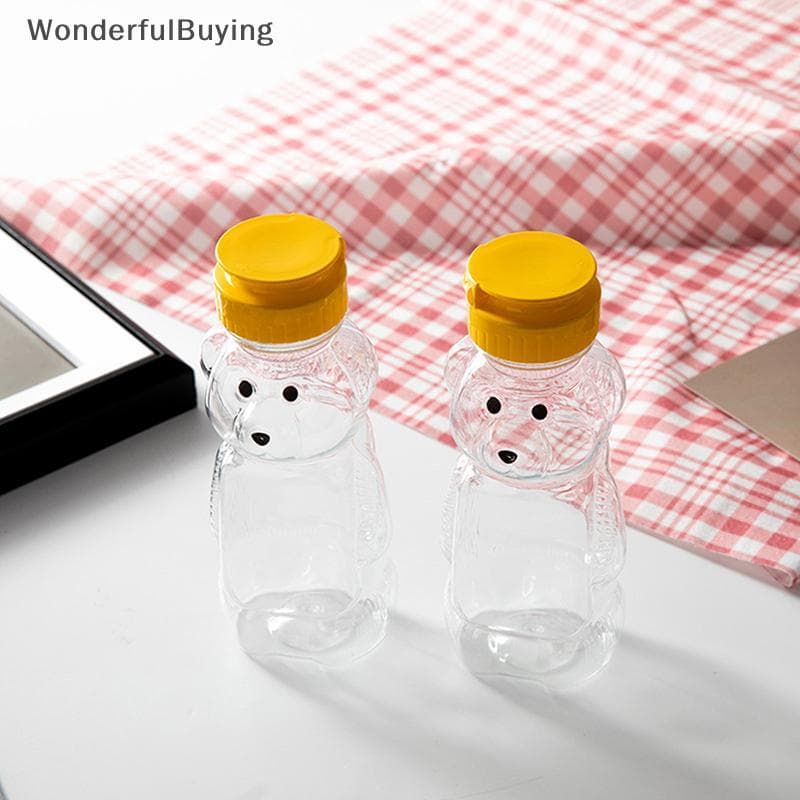 1pc 230ml Garrafas De Condimento De Plástico Forma De Urso Molho De Mel Dispensador De Geléia De Mostarda