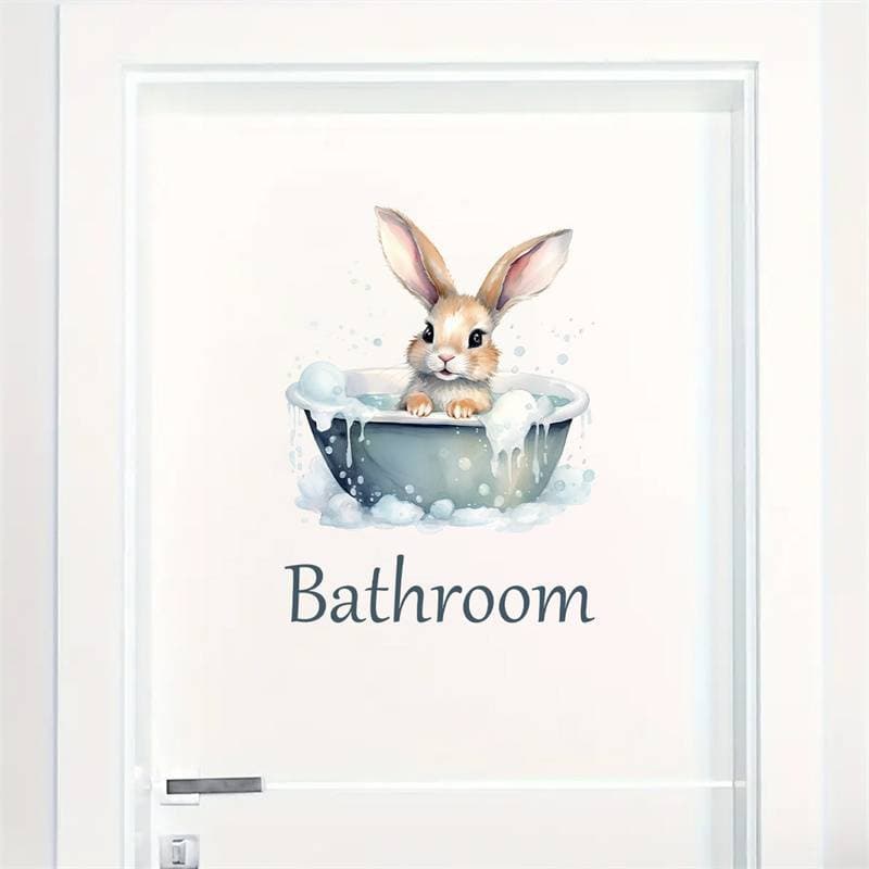 Desenhos Animados Animais Fofos Coelho Parede Stiers Para Decoração De Porta De Banheiro Sala De Estar Decalques De Quar