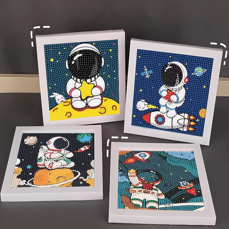 Cristal Diamante Adesivo 5d Artesanal Diy Astronauta Planeta Foguete Decoração Interior Das Crianças Pintura Presente De