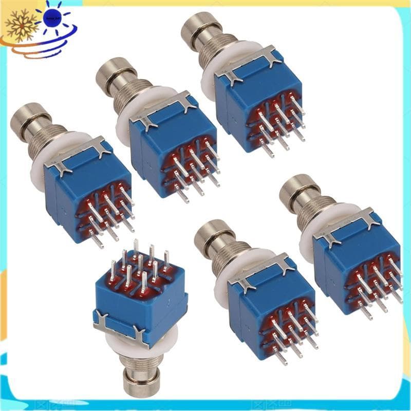 [Le's Shop] 6 Peças Interruptor De Pedal De Efeito De Guitarra 3PDT Pé Botão PCB Travamento Ligado 9 Pinos True Bypass A